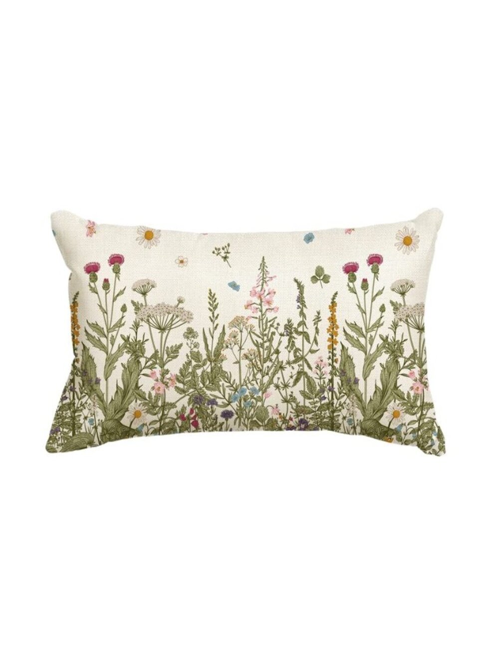 Wildflowers Fall Throw Pillow Cover, 12 x 20 Inch Flower Cushion Case Decoration